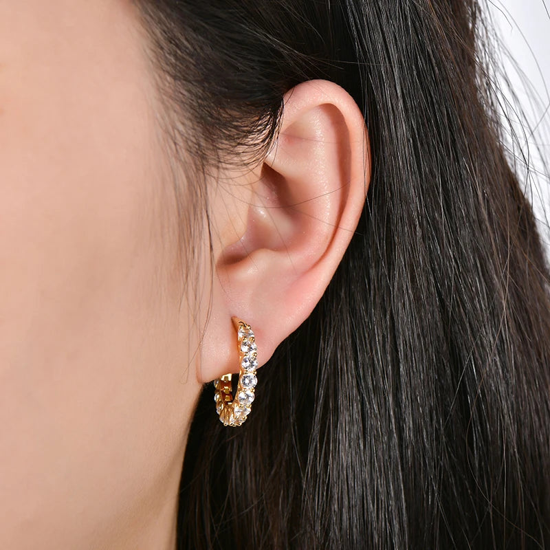 Anziw 14k Gold Filled Earring 3mm Cubic Zirconia Hoop Huggie Earrings Round Cut for Women Wedding Party Jewelry Gift 2026 New