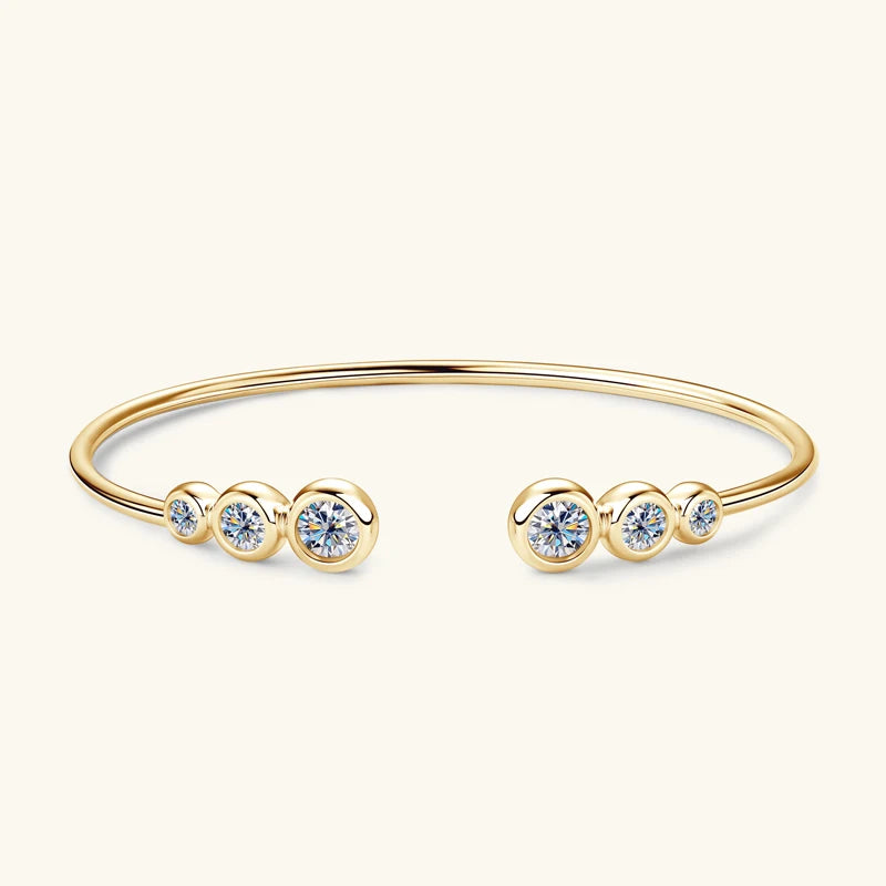 Anziw Simple Open Ended Bracelets Cuff Silver 925 D Color Moissanite Bracelet Bangle for Women Luxury Gold Plated Charm Jewelry
