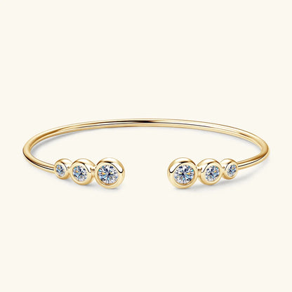 Anziw Simple Open Ended Bracelets Cuff Silver 925 D Color Moissanite Bracelet Bangle for Women Luxury Gold Plated Charm Jewelry
