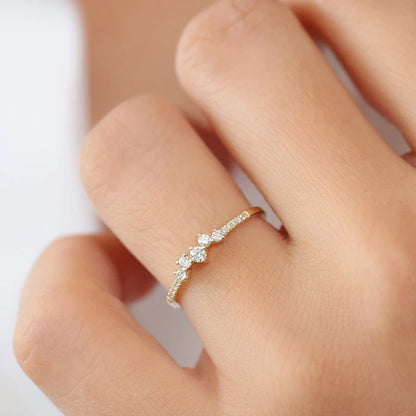 Anziw Delicate Moissanite Ring Real 925 Silver for Women Dainty Thin Finger Ring Wedding Engagement Jewelry Fashion Accessories