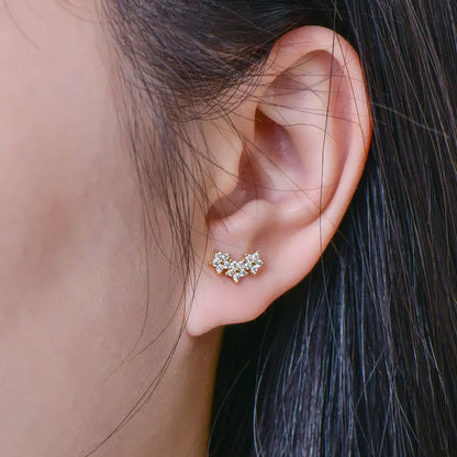 Anziw 2026 New D Color Moissanite Flower-Style Stud Earrings Lab Diamond Piercing Earrings For Women Valentine's Jewelry Gifts