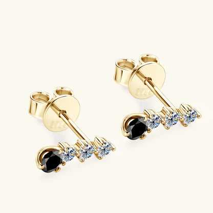 Anziw 0.38CTTW. Black &White Moissanite Drop Stud Earrings for Women Real 925 Silver Anti-allergy Fine Jewelry Gifts 2025 New