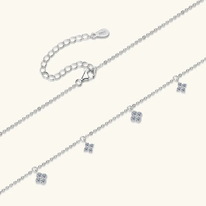 Anziw 3mm D Moissanite Jewelry Set Clover Flower Pendant Necklace Earrings Bracelet 3 in 1 Sets for Women 925 Silver Charm Gifts