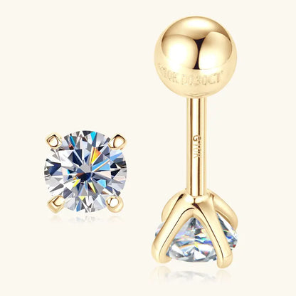 Anziw 10K Yellow Gold Moissanite Sparking Stud Earrings for Couple Men Women Real Gold Wedding Jewelry D Color VVS1 Lab Diamond