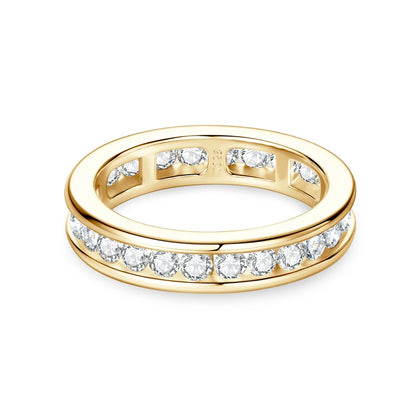 Anziw 2.5mm Full Eternity Band Moissanite Ring Real 925 Sliver for Women Trendy Wedding Engagement Finger Jewelry & Certificate