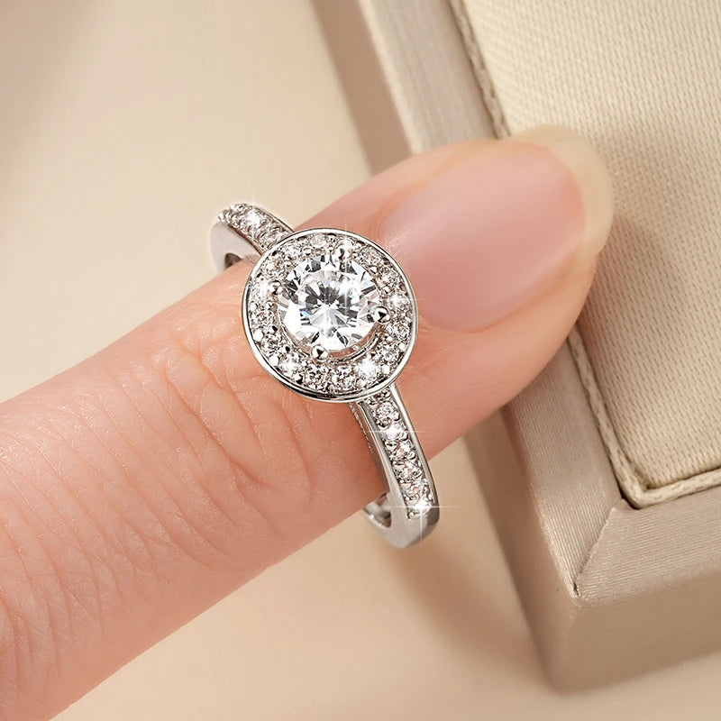 Anziw 0.5ct Classic AAAAA Cubic Zirconia 14k Gold Plated Finger Rings For Women Promise Wedding Ring Fine Jewelry Valentine Gift