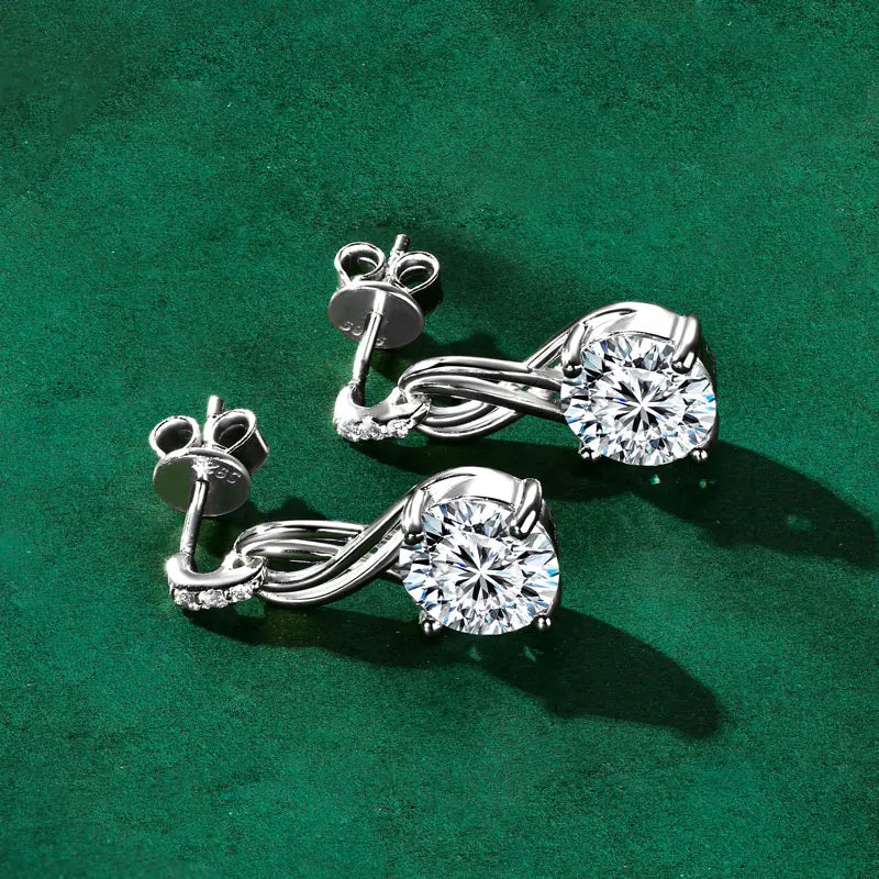 Anziw Real 925 Silver 4CTTW D VVS1 Moissanite Drop Earrings for Women Infinite Studs Earring GRA Certified Wedding Jewelry Gifts