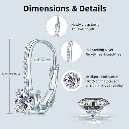 Trendy 14K Gold Plated Earrings 2023 Silver Hoops 925 Dangle Earrings for Women Lever Back Moissanite Earring Drop Girls Jewelry
