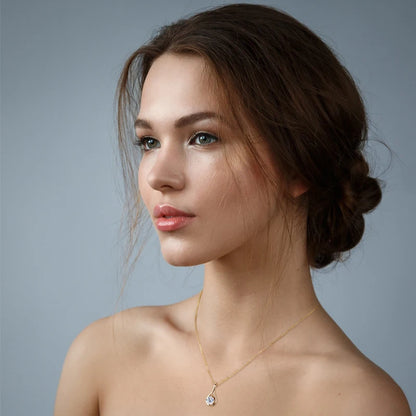18K Gold Plated Solitaire Round 8mm 2ct Moissanite Infinity Pendant Necklace 925 Sterling Silver Women Teardrop D Color Diamond