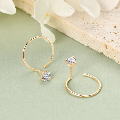 Anziw 100% 925 Silver Circle Piercing Earrings for Women 4mm 0.3ct Moissanite Earring Studs Threader Wedding Party Jewelry 2024