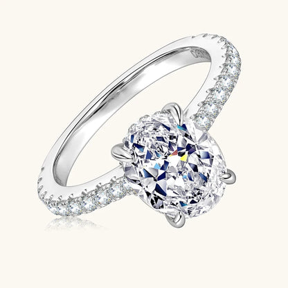 Anziw Real 3.0CT D Oval Moissanite Promise Ring for Women 925 Sliver Engagement Wedding Finger Jewelry GRA Certified Rings S925