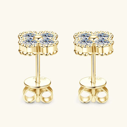 2025 Trendy Four Clover Moissanite Stud Earrings 925 Sterling Silver Flower Piercing Ear Jewelry for Women 3mm Lab Diamond Gifts