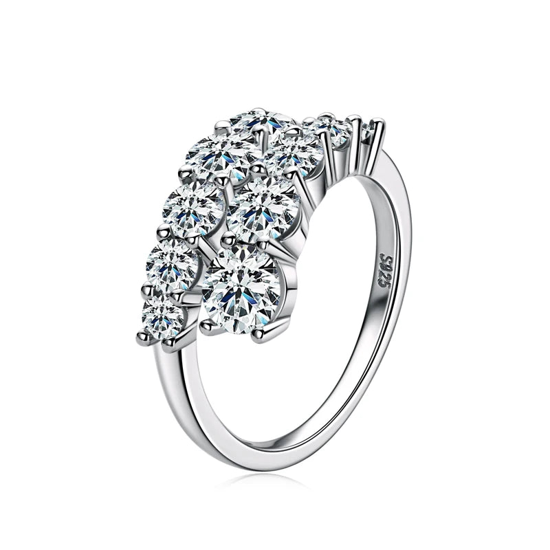 Anziw 3.26cttw D-E Moissanite Wedding Rings Woman Sparkling Diamond Band 10 Stone Engagement Ring 925 Silver Jewelry Certificate