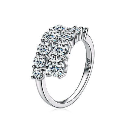 Anziw 925 Silver Moissanite Rings Woman Bands 10 Stones 3.26cttw Sparkling Diamond Twist Shank Wedding Ring Engagement Jewelry