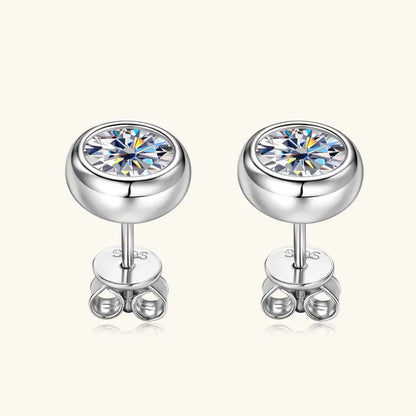 Anziw Bezel 5mm 6.5mm 1CT D Color Moissanite Earrings 925 Sterling Silver Plated K Gold Earrings for Men Women Gift Valentine's