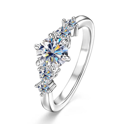 Anziw 1.0CT Moissanite Lab Diamond Engagement Ring 14k Gold Filled Four-Stone Wedding Trendy Band for Women Fine Jewerlry Gift