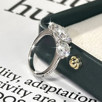 Anziw 8mm&6.5mm 4CTTW Round Moissanite Wedding Engagement Ring 14k Gold Filled Classic 3-Stones Promise Finger Jewelry for Women