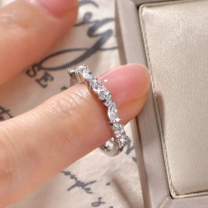 Anziw Stackable Half Eternity Band 2x4mm Cubic Zirconia Simulated Diamond Ring 14K Gold Filled Wedding Jewelry for Women Gift