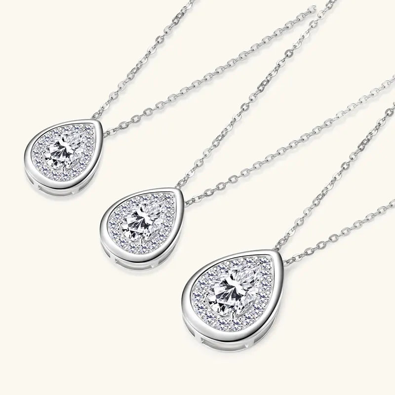 2025 2CT 1.5CT 1CT Pear Cut D Moissanite Waterdrop Pendant Necklace for Women 925 Silver Adjustable Chain Certified Fine Jewelry