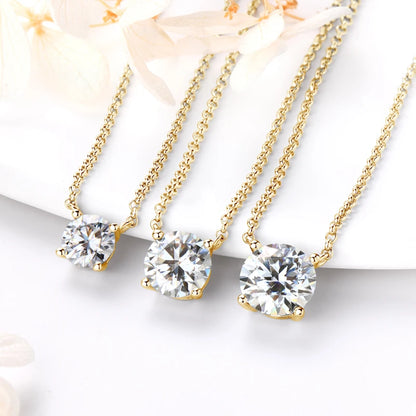 Anziw Original 3CT 1CT 2CT Moissanite Necklace Real 925 Silver Chain 6.5-9mm Solitaire Pendant Necklaces For Women Jewelry Gifts