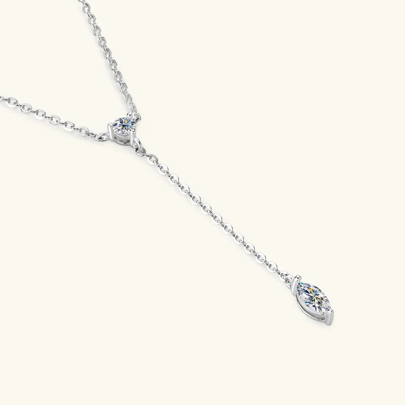 Anziw 3mm D Color Moissanite Y Shape Long Pendant Necklace for Women Adjustable Chain 100% 925 Silver Jewelry Trendy 2025 Gifts