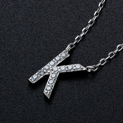 Anziw Initial Moissanite 26 Letter Pendant Necklace for Women Men Real Silver 925 Name Pendant Fine Jewelry Valentine's Day Gift
