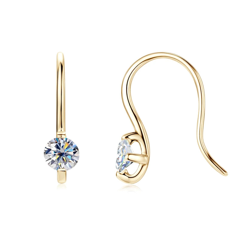 Anziw 2024 4mm Round Moissanite Drop Hook Earrings 100% 925 Silver for Women Original Fine Jewelry Lab Diamond with Certificate