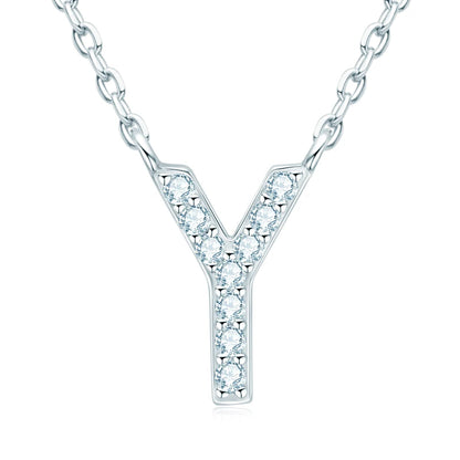 Anziw Initial Moissanite 26 Letter Pendant Necklace for Women Men Real Silver 925 Name Pendant Fine Jewelry Valentine's Day Gift