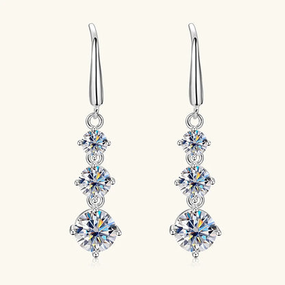 Anziw 3.60CTTW. D VVS1 Moissanite Drop Hook Earrings for Women 925 Silver Sparking Lad Diamond Dangle Earrings Wedding Jewelry