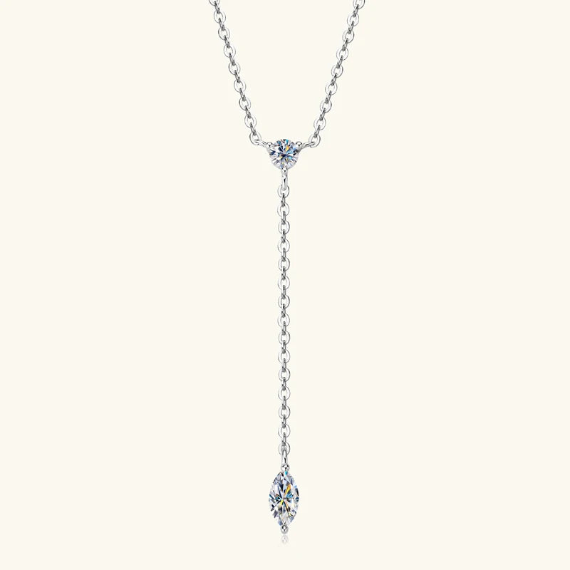 Anziw 3mm D Color Moissanite Y Shape Long Pendant Necklace for Women Adjustable Chain 100% 925 Silver Jewelry Trendy 2025 Gifts