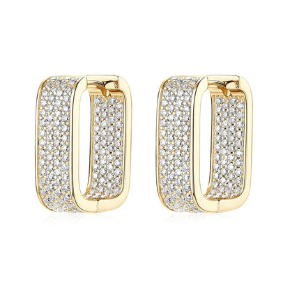Anziw Original Full Moissanite Earrings Women Square Hoop Earrings Silver 925 Trendy Wedding Party Jewelry with Certificate Gift
