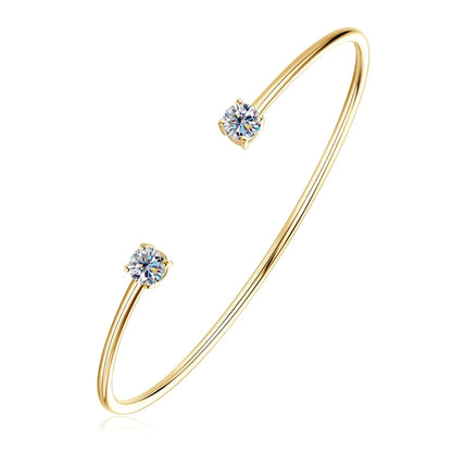 Anziw 5mm 0.5CT D VVS1 Moissanite Bangle Cuff Real 925 Sterling Silver Bracelet for Women Hand Opening Cuffs Fine Jewelry Gifts