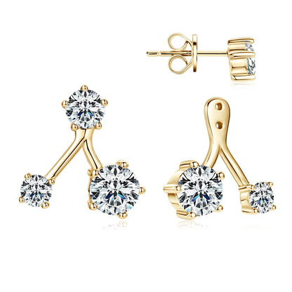 Anziw Trendy Dual Use Earrings Jackets 925 Sterling Silver D Color Moissanite Ear Jacket Studs for Women Jewelry Valentine Gifts