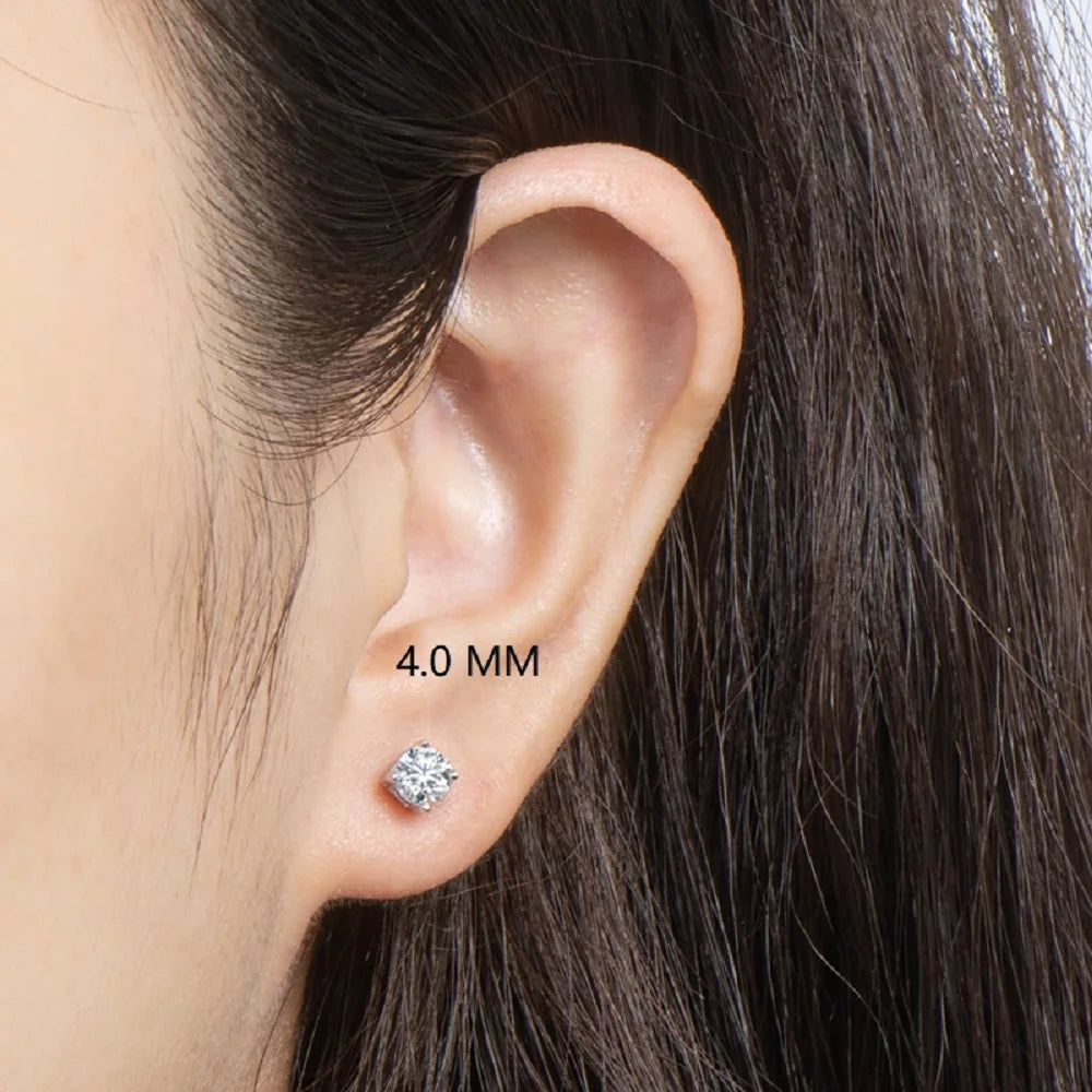 Anziw Sparkle Real Moissanite Black Stud Earrings Diamond 925 Silver Gold Ear Piercing Jewelry for Women Men Gifts 3mm/4mm/5mm