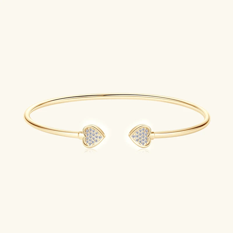 Anziw 5mm 0.5CT D VVS1 Moissanite Bangle Cuff Real 925 Sterling Silver Bracelet for Women Hand Opening Cuffs Fine Jewelry Gifts