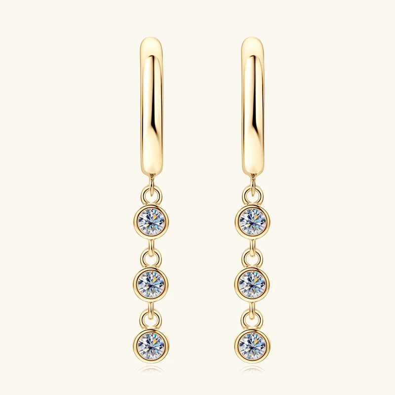 2023 Hoops Earring Moissanite Drop Long Hanging Earrings 925 Sterling Silver for Women Jewelry Created Diamond 2.5mm(0.06ct)