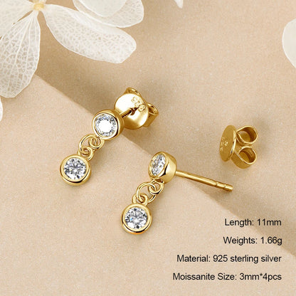 Anziw 925 Moissanite Star Tassel Drop Dangle Earrings for Women Real S925 Silver Studs Earrings Certified Fine Jewelry Gift Girl