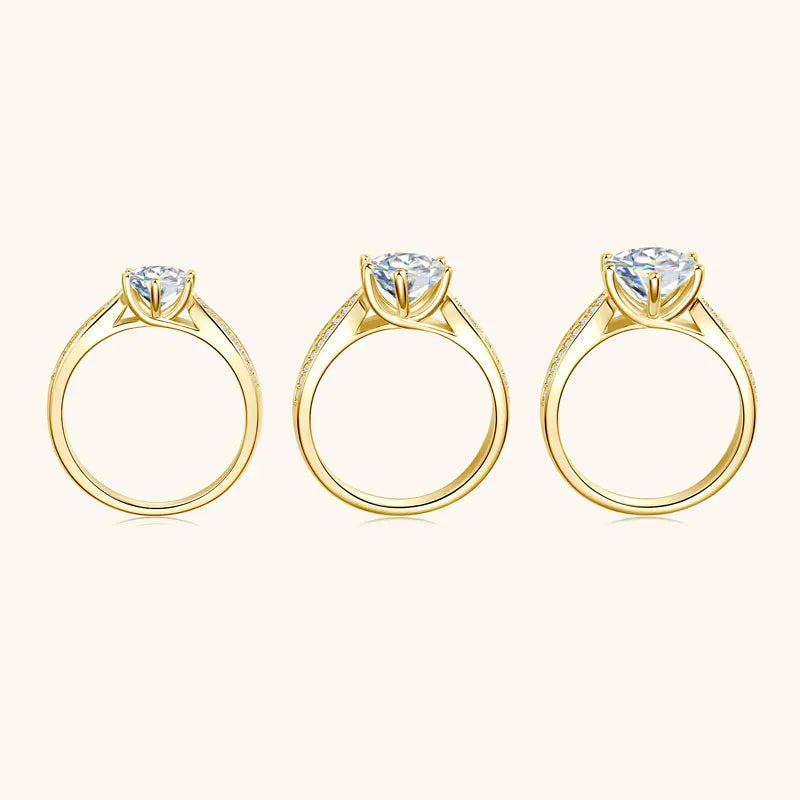 Anziw 1ct 2ct 3ct D Moissanite Ring for Women 925 Sliver 18k Gold Plated Classic Engagement Wedding Promise Rings Finger Jewelry