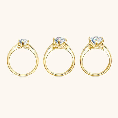 Anziw 1ct 2ct 3ct D Moissanite Ring for Women 925 Sliver 18k Gold Plated Classic Engagement Wedding Promise Rings Finger Jewelry