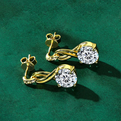 Anziw Real 925 Silver 4CTTW D VVS1 Moissanite Drop Earrings for Women Infinite Studs Earring GRA Certified Wedding Jewelry Gifts