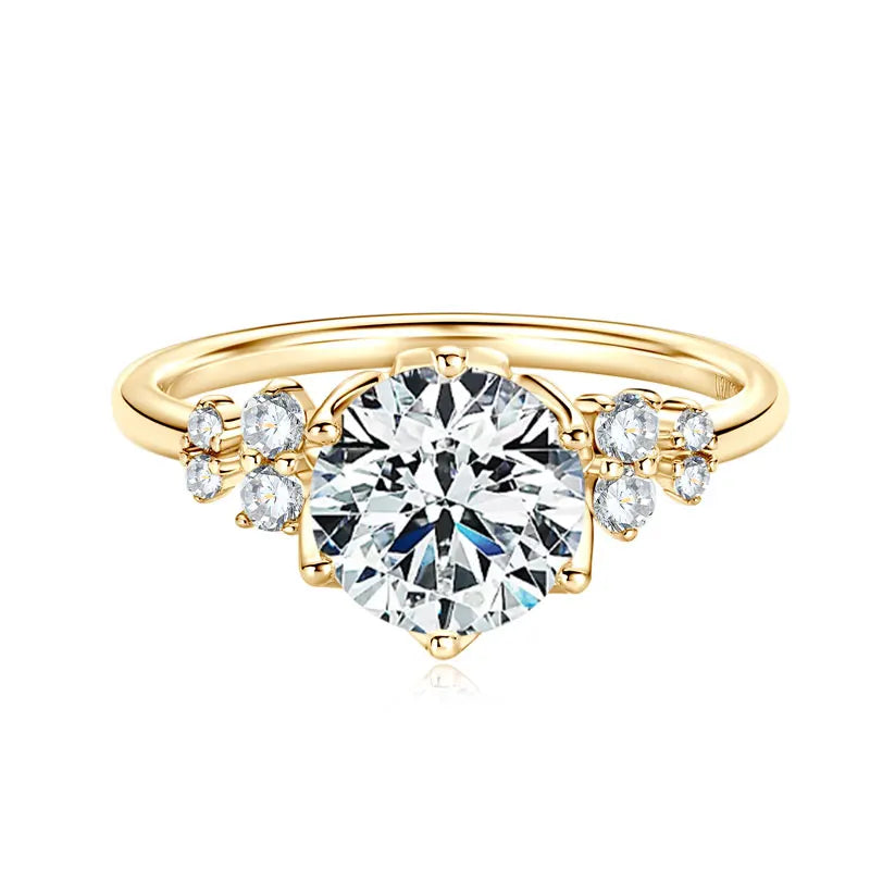 Anziw 8mm 2.0ct D Moissanite Ring for Women 18k Gold Plated 925 Sliver Engagement Wedding Rings Finger Promise Jewelry 2025 New