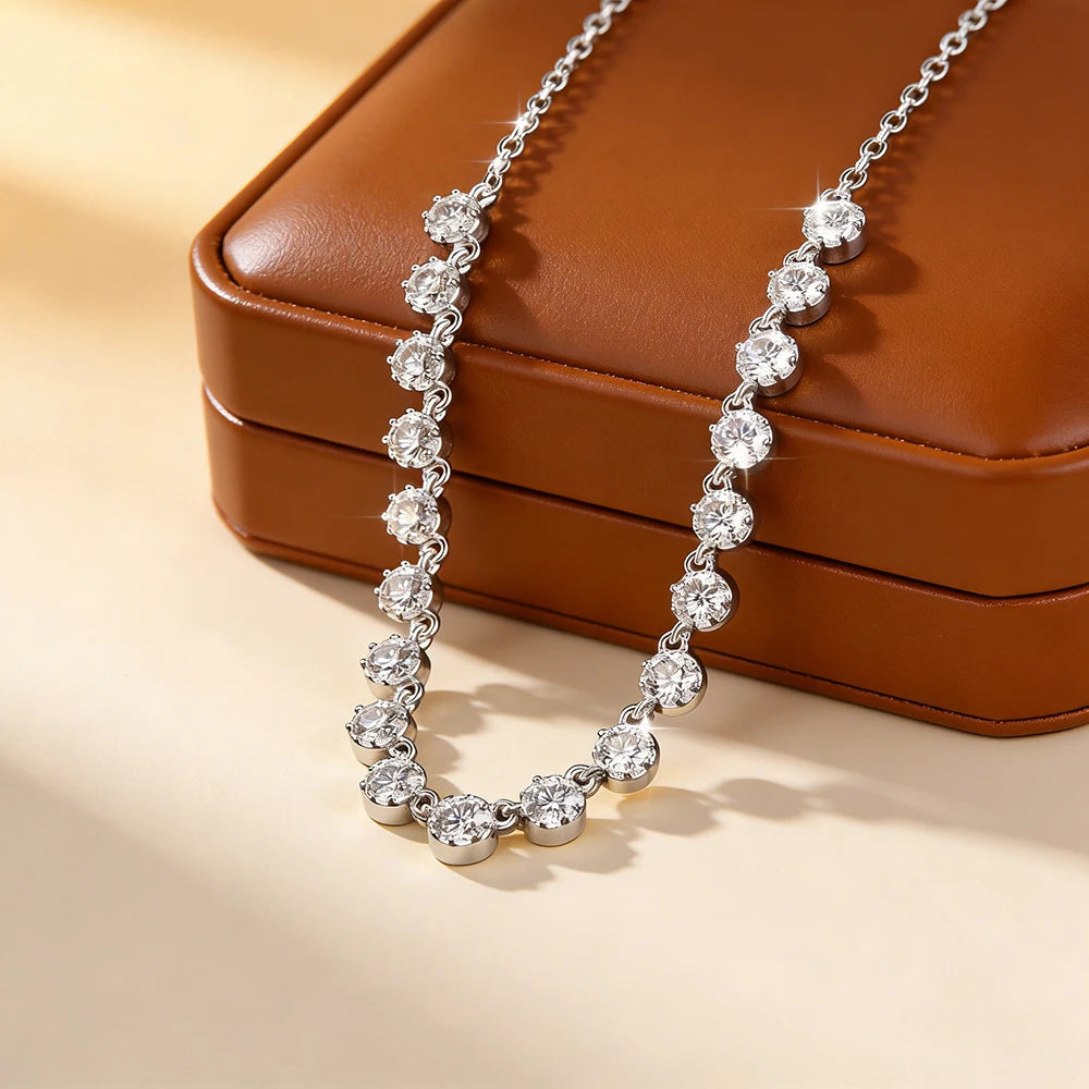 Anziw 14k Gold Filled 3mm D Moissanite Bubble-Style Pendant Necklace for Women