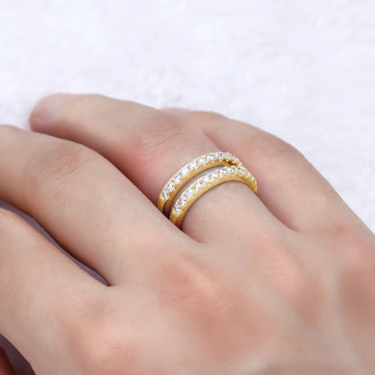 Anziw Luxury Full Moissanite Bands Double Row Wedding Rings Real 925 Sterling Silver Ring Enhancer For Women Jewelry Certificate