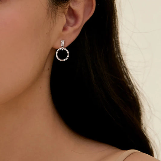 Anziw 925 Sterling Silver Circle Dangle Drop Earrings for Women Moissanite Stud Earrings Minimalist Wedding Party Jewelry 2024