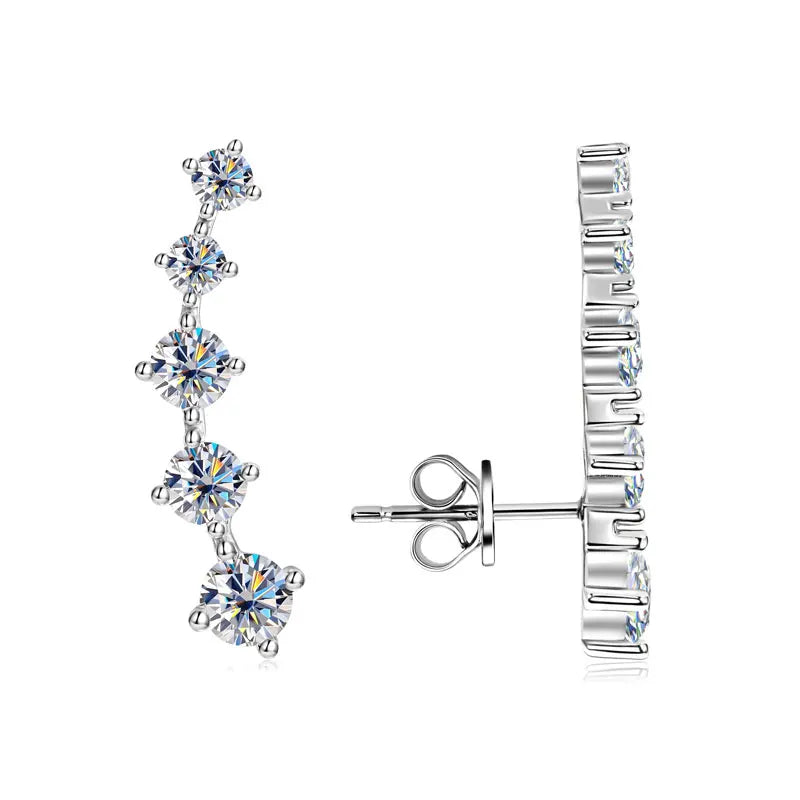 Anziw Real D Color 2.4CTTW. 4.5mm&4mm&3mm Moissanite Diamond Earrings Sparkling Smile Stud Earrings for Women Jewelry Party Gift