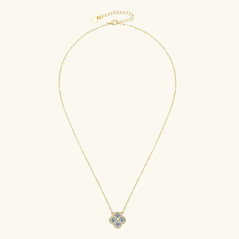 Lucky 3mm 0.1ct Moissanite Clover Flower Pendant Necklace for Women 100% Silver S925 Adjustable Chain Cute Charm Jewelry Gifts