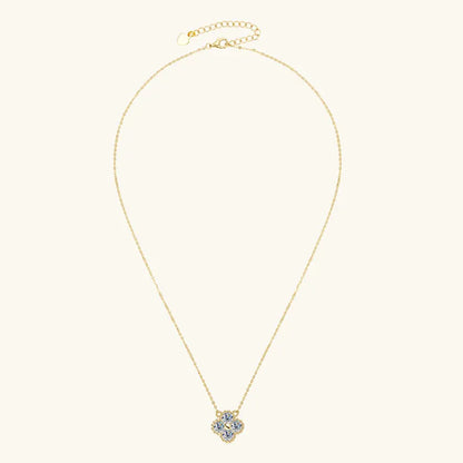 Lucky 3mm 0.1ct Moissanite Clover Flower Pendant Necklace for Women 100% Silver S925 Adjustable Chain Cute Charm Jewelry Gifts