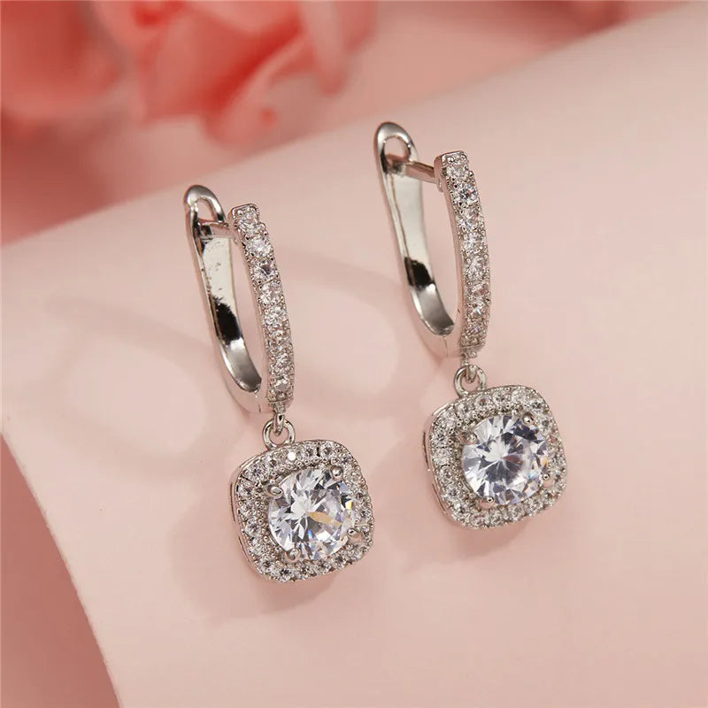 Women's Silver Earrings 2023 Trendy VVS1 Moissanite Hoop Earrings Drop Halo Earrings 925 Sterling Silver Certified Girls Jewelry