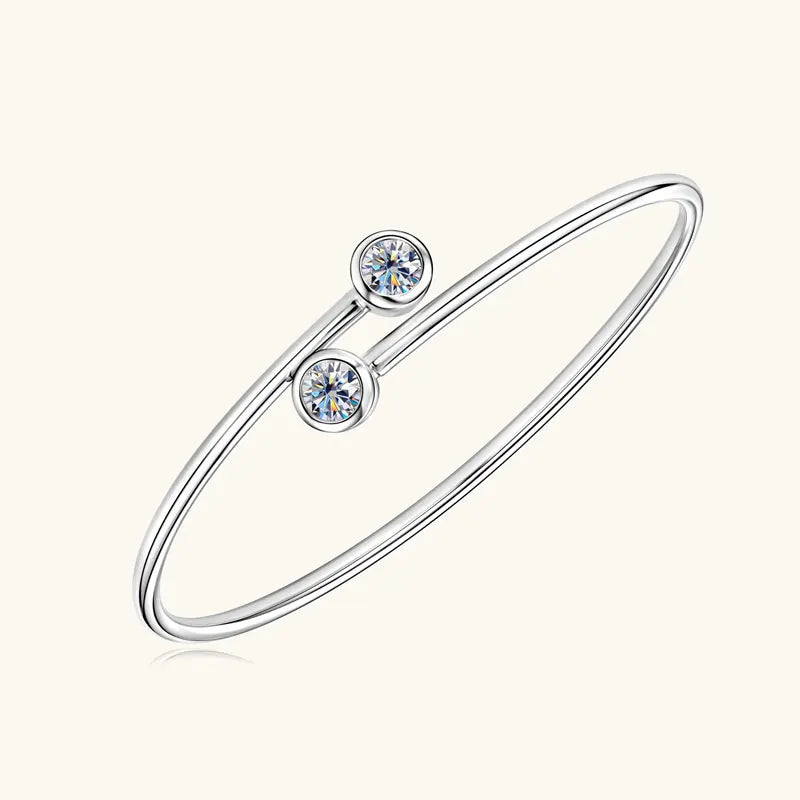 Anziw 0.5CT 5mm D Moissanite Opening Bangle Cuff for Women 925 Sterling Silver Bracelet Cuffs Bezel Lab Diamon 2025 New Jewelry