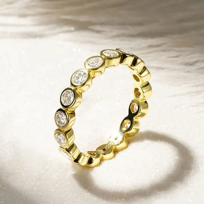 Anziw 2026 Trendy Full Eternity Ring 3mm Moissanite Bezel Bands for Women Couples Real 925 Sliver Finger Jewelry Valentine Gift